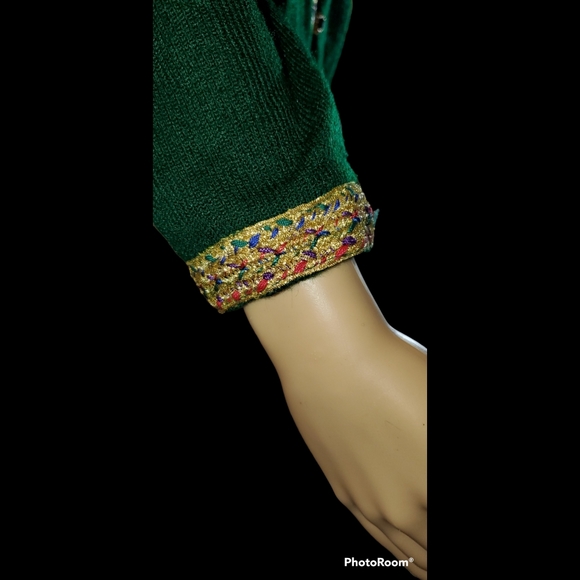 True Vintage NILANI Cardigan Sweater Jewel Buttons Metallic Embroidery Sz M - Picture 7 of 14